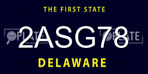2ASG78 Delaware License Plate