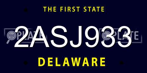 2ASJ933 Delaware License Plate