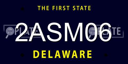 2ASM06 Delaware License Plate