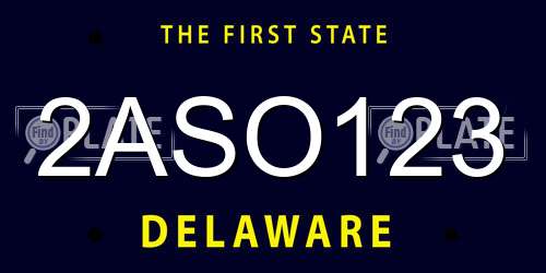 2ASO123 Delaware License Plate