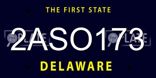 2ASO173 Delaware License Plate