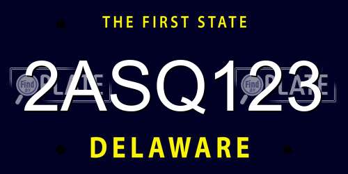 2ASQ123 Delaware License Plate