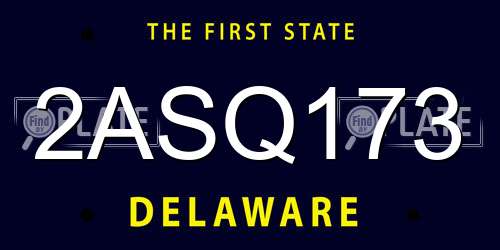 2ASQ173 Delaware License Plate