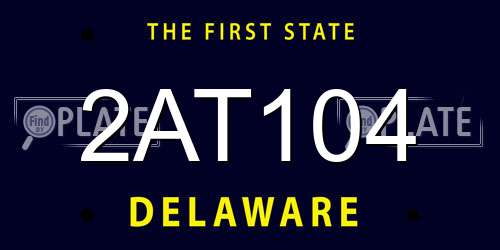 2AT104 Delaware License Plate