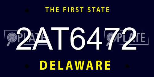 2AT6472 Delaware License Plate