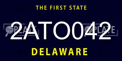 2ATO042 Delaware License Plate