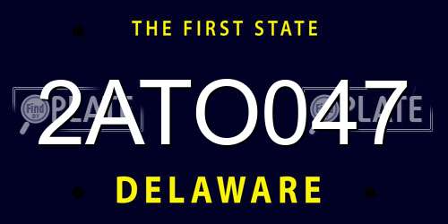 2ATO047 Delaware License Plate