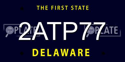 2ATP77 Delaware License Plate