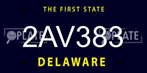 2AV383 Delaware License Plate