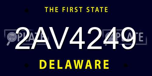 2AV4249 Delaware License Plate