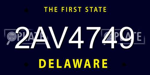 2AV4749 Delaware License Plate