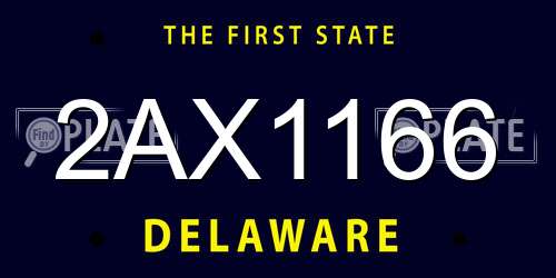 2AX1166 Delaware License Plate