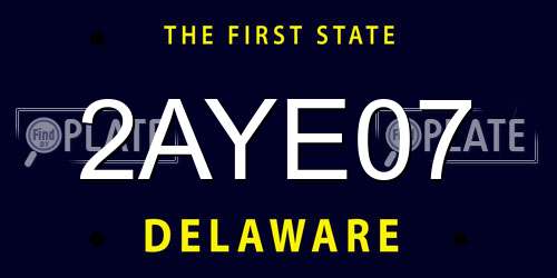 2AYE07 Delaware License Plate