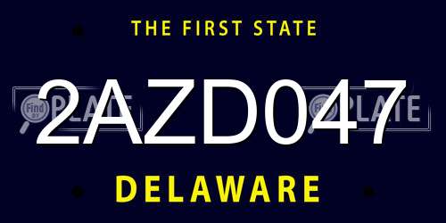 2AZD047 Delaware License Plate