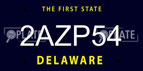 2AZP54 Delaware License Plate