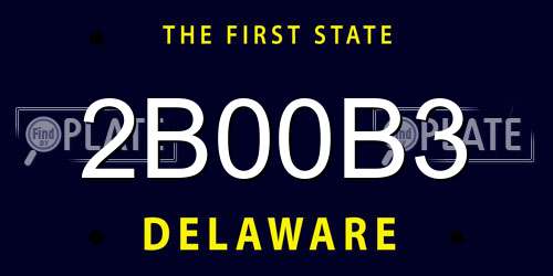 2B00B3 Delaware License Plate