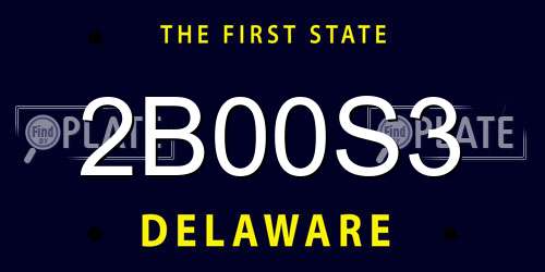 2B00S3 Delaware License Plate