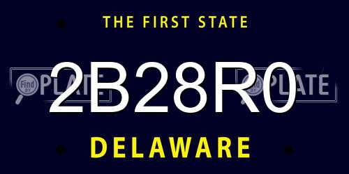 2B28R0 Delaware License Plate