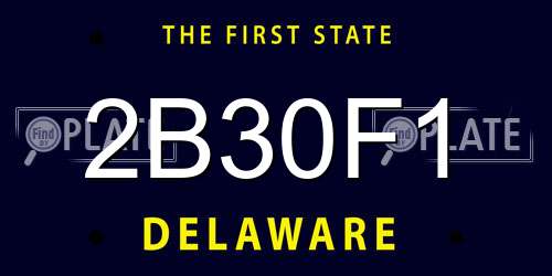 2B30F1 Delaware License Plate