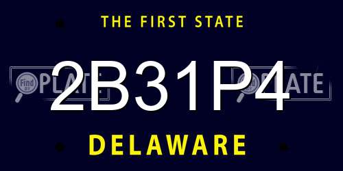 2B31P4 Delaware License Plate