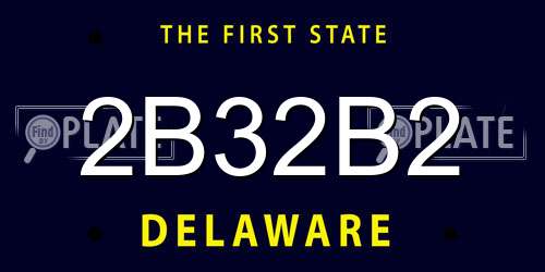 2B32B2 Delaware License Plate