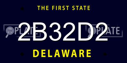 2B32D2 Delaware License Plate