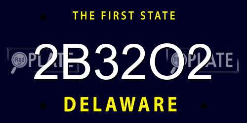2B32O2 Delaware License Plate