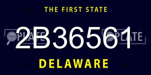 2B36561 Delaware License Plate