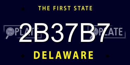 2B37B7 Delaware License Plate