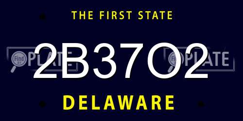 2B37O2 Delaware License Plate