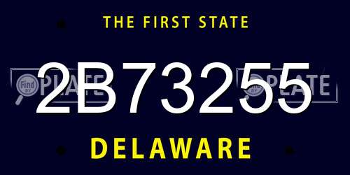 2B73255 Delaware License Plate