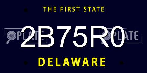 2B75R0 Delaware License Plate