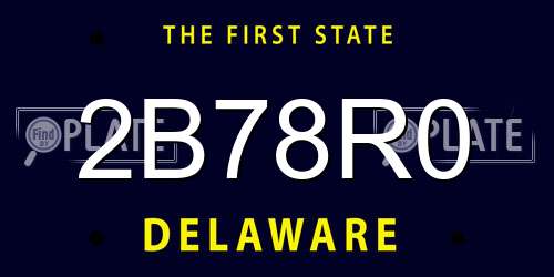 2B78R0 Delaware License Plate