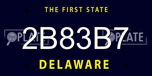 2B83B7 Delaware License Plate