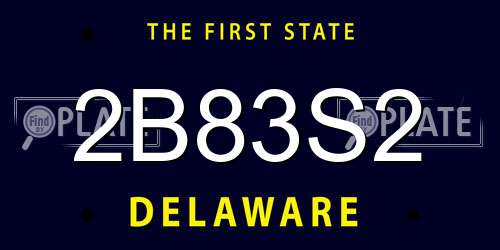 2B83S2 Delaware License Plate