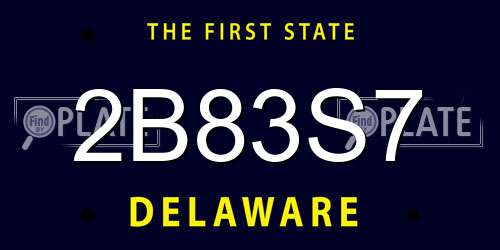2B83S7 Delaware License Plate