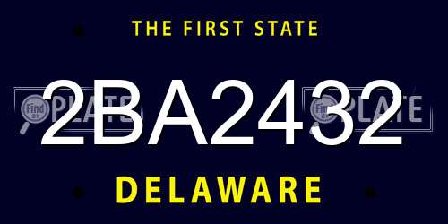 2BA2432 Delaware License Plate
