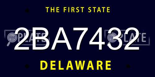 2BA7432 Delaware License Plate