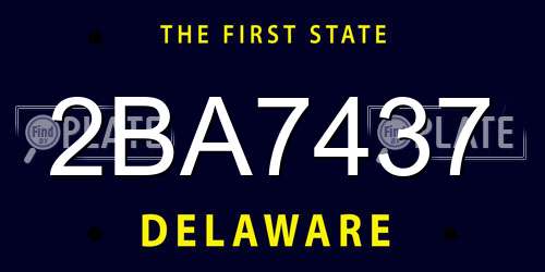 2BA7437 Delaware License Plate