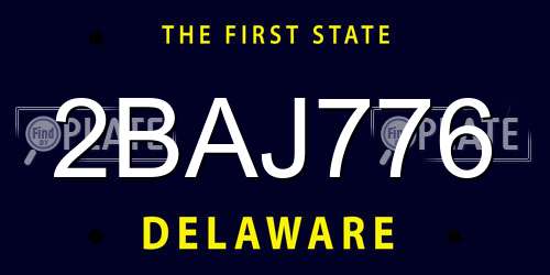2BAJ776 Delaware License Plate