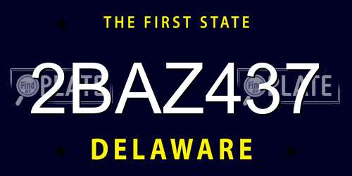 2BAZ437 Delaware License Plate