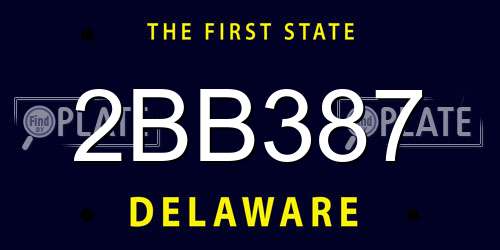 2BB387 Delaware License Plate