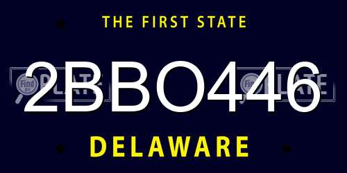 2BBO446 Delaware License Plate