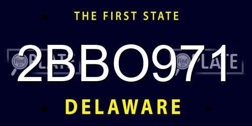 2BBO971 Delaware License Plate