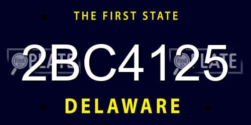 2BC4125 Delaware License Plate