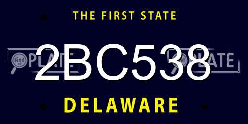 2BC538 Delaware License Plate