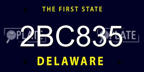 2BC835 Delaware License Plate
