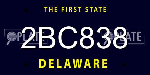 2BC838 Delaware License Plate