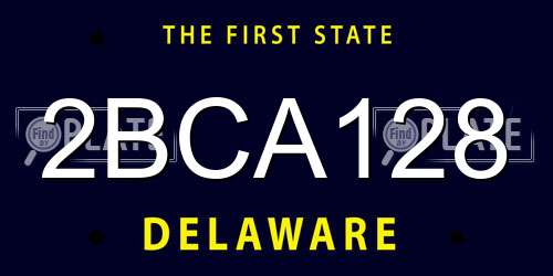 2BCA128 Delaware License Plate