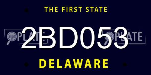 2BD053 Delaware License Plate